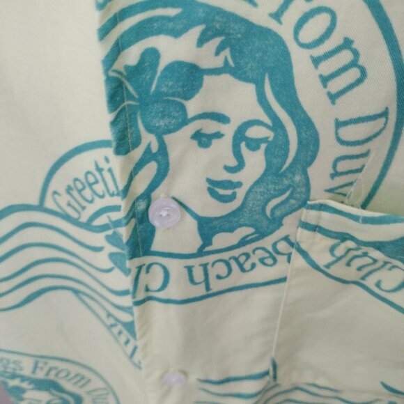 Duvin Keylime Beach Club Button Up XL Retro Camp Collar Shirt - Picture 5 of 7